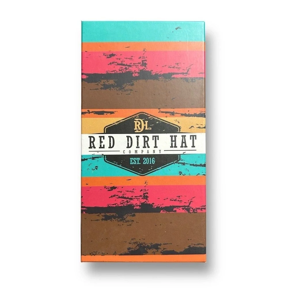 New Red Dirt Hat Co Brown Aztec Rodeo Bifold Slim Wallet Genuine Leather Western